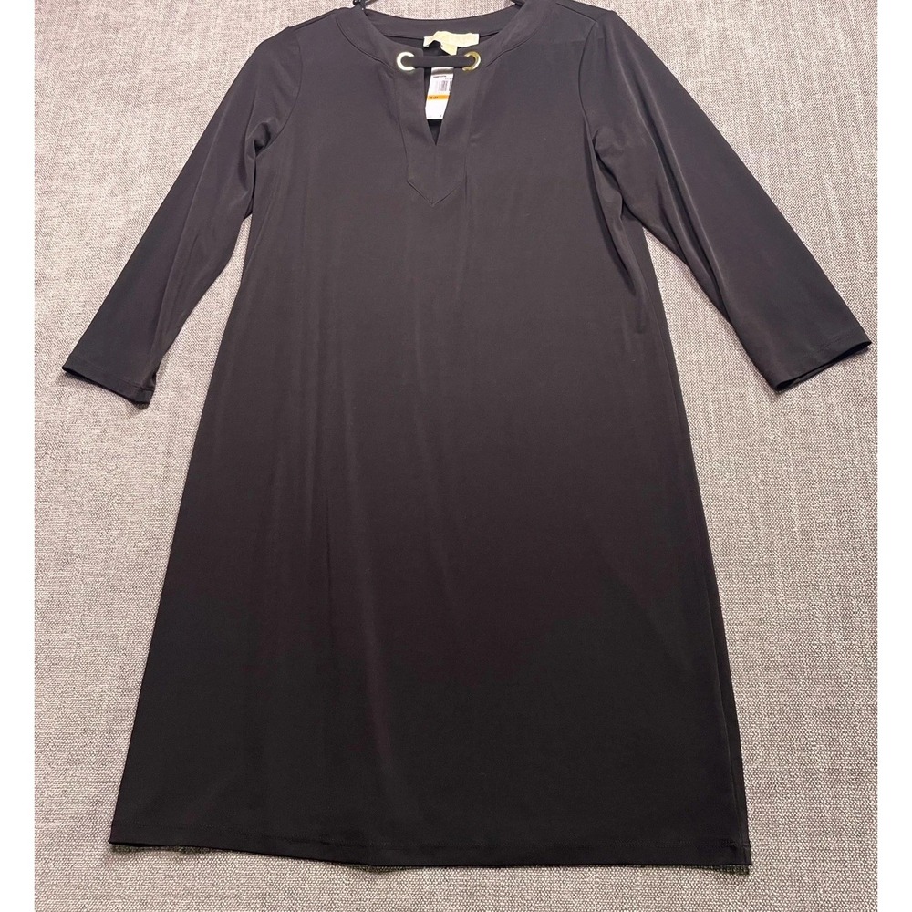 Michael Kors Womens Black Stretch Sheath Dress Split V Neck Party S QS98F233TW